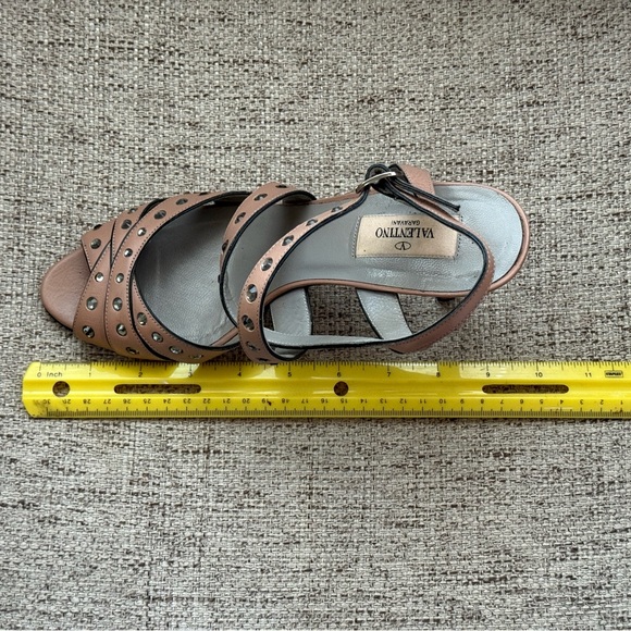 Valentino Garavani-Rose Leather Rhinestone Heels Size 40